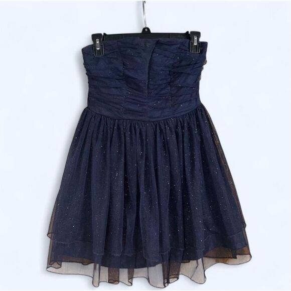 Speechless Glittery Y2K Women’s Size 5 Navy Strapless Short Semi Formal Dress - Picture 1 of 8